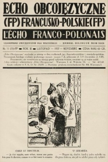 Echo Obcojęzyczne : czasopismo językowe dla wszystkich = L'Écho Franco-Polonais : journal linguistique pour tous. 1937, nr 11 FP
