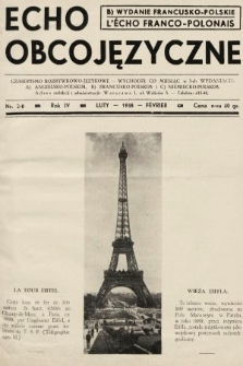 Echo Obcojęzyczne : czasopismo językowe dla wszystkich = L'Écho Franco-Polonais : journal linguistique pour tous. 1938, nr 2 B