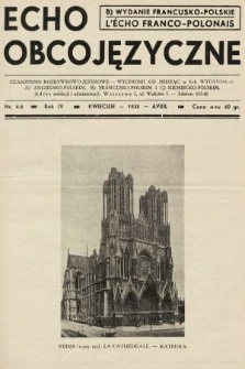 Echo Obcojęzyczne : czasopismo językowe dla wszystkich = L'Écho Franco-Polonais : journal linguistique pour tous. 1938, nr 4 B