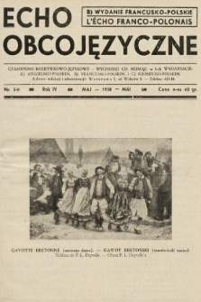 Echo Obcojęzyczne : czasopismo językowe dla wszystkich = L'Écho Franco-Polonais : journal linguistique pour tous. 1938, nr 5 B