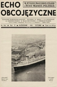 Echo Obcojęzyczne : czasopismo językowe dla wszystkich = L'Écho Franco-Polonais : journal linguistique pour tous. 1938, nr 10 B