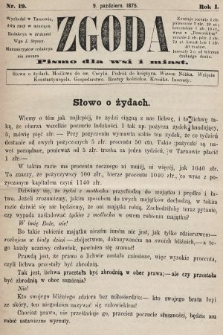 Zgoda : pismo dla wsi i miasta. 1875, nr 19