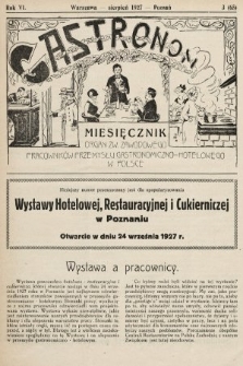Gastronom : organ Związku Zawodowego Pracowników Przemysłu Gastronomiczno-Hotelowego w Polsce. 1927, nr 3
