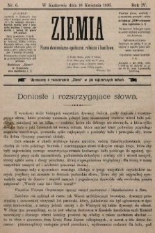 Ziemia : pismo ekonomiczno-społeczne, rolnicze i handlowe. 1895, nr 6