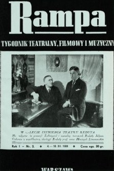 Rampa : tygodnik teatralny, filmowy i muzyczny. 1938, nr 3