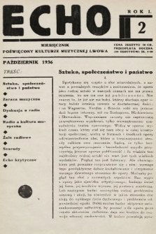 Echo : miesięcznik poświęcony kulturze muzycznej Lwowa. 1936/1937, nr 2