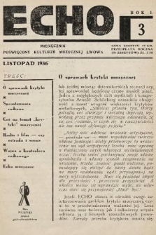 Echo : miesięcznik poświęcony kulturze muzycznej Lwowa. 1936/1937, nr 3