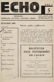 Echo : miesięcznik poświęcony kulturze muzycznej Lwowa. 1936/1937, nr 5