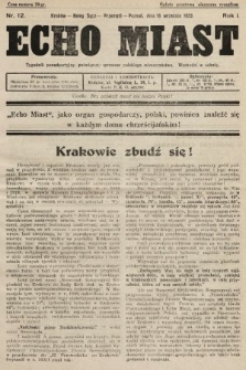 Echo Miast : tygodnik ponadpartyjny, poświęcony sprawom polskiego mieszczaństwa. 1933, nr 12