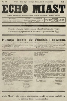 Echo Miast : tygodnik ponadpartyjny, poświęcony sprawom polskiego mieszczaństwa. 1933, nr 14