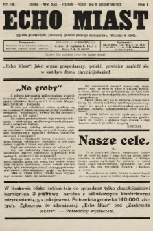 Echo Miast : tygodnik ponadpartyjny, poświęcony sprawom polskiego mieszczaństwa. 1933, nr 18