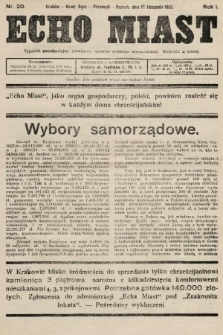 Echo Miast : tygodnik ponadpartyjny, poświęcony sprawom polskiego mieszczaństwa. 1933, nr 20