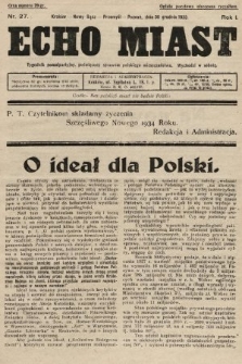Echo Miast : tygodnik ponadpartyjny, poświęcony sprawom polskiego mieszczaństwa. 1933, nr 27