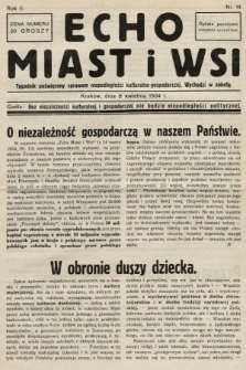 Echo Miast i Wsi : tygodnik poświęcony sprawom niepodległości kulturalno-gospodarczej. 1934, nr 14