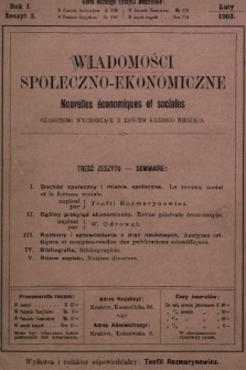 Wiadomości Społeczno-Ekonomiczne = Nouvelles Économiques et Sociales. 1903, nr 2