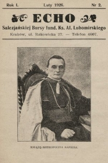 Echo Salezjańskiej Bursy Fund. Ks. Al. Lubomirskiego. 1926, nr 2