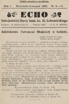 Echo Salezjańskiej Bursy Fund. Ks. Al. Lubomirskiego. 1926, nr 9