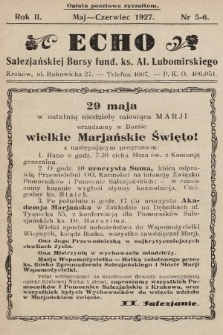 Echo Salezjańskiej Bursy Fund. Ks. Al. Lubomirskiego. 1927, nr 5-6