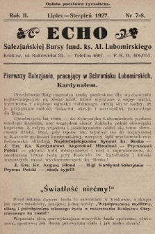 Echo Salezjańskiej Bursy Fund. Ks. Al. Lubomirskiego. 1927, nr 7-8