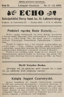 Echo Salezjańskiej Bursy Fund. Ks. Al. Lubomirskiego. 1928, nr 11-12