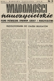Wiadomości Nauczycielskie : pismo poświęcone sprawom szkoły i nauczycielstwa. 1937/1938, nr 5