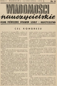 Wiadomości Nauczycielskie : pismo poświęcone sprawom szkoły i nauczycielstwa. 1937/1938, nr 6