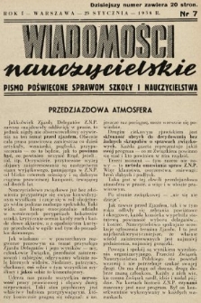 Wiadomości Nauczycielskie : pismo poświęcone sprawom szkoły i nauczycielstwa. 1937/1938, nr 7