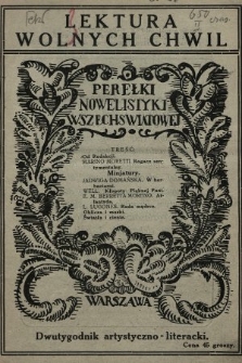 Lektura Wolnych Chwil : dwutygodnik artystyczno-literacki. 1925, nr 1