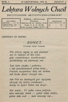 Lektura Wolnych Chwil : dwutygodnik artystyczno-literacki. 1925, nr 2