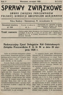 Sprawy Związkowe : organ Związku Pracowników Polskiej Dyrekcji Ubezpieczeń Wzajemnych. 1926, nr 5