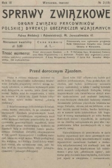 Sprawy Związkowe : organ Związku Pracowników Polskiej Dyrekcji Ubezpieczeń Wzajemnych. 1927, nr 2