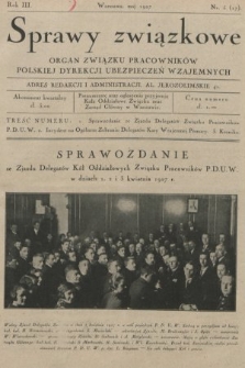 Sprawy Związkowe : organ Związku Pracowników Polskiej Dyrekcji Ubezpieczeń Wzajemnych. 1927, nr 5