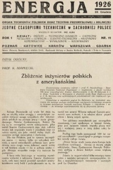 Energja : organ techników polskich oraz techniki przemysłowej i rolniczej. 1926, nr 10