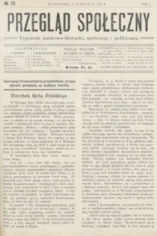 Przegląd Społeczny : tygodnik naukowo-literacki, społeczny i polityczny. 1906, nr 22