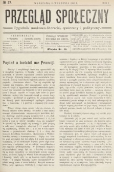 Przegląd Społeczny : tygodnik naukowo-literacki, społeczny i polityczny. 1906, nr 27