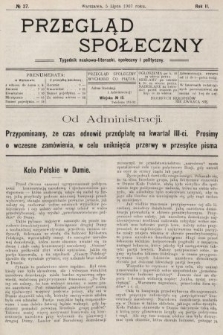 Przegląd Społeczny : tygodnik naukowo-literacki, społeczny i polityczny. 1907, nr 27