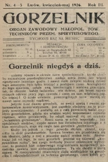 Gorzelnik : organ zawodowy Małopolskiego Towarzystwa Techników Przemysłu Spirytusowego. 1926, nr 4