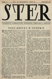 Ster : tygodnik poświęcony sprawom państwa i narodu. 1926, nr 21