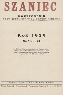 Szaniec : dwutygodnik poświęcony sprawom obrony Państwa. 1929, nr 0