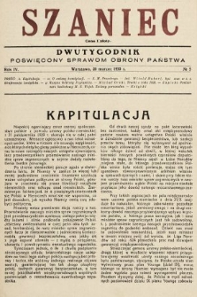 Szaniec : dwutygodnik poświęcony sprawom obrony Państwa. 1930, nr 5