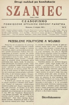 Szaniec : czasopismo poświęcone sprawom obrony Państwa. 1930, nr 12 (drugi nakład po konfiskacie)