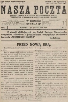 Nasza Poczta : organ Związku Niższych Pracowników Poczt, Telegrafów i Telefonów Rzeczypospolitej Polski[!]. 1927, nr 11