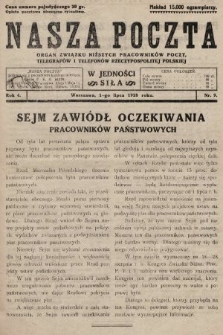 Nasza Poczta : organ Związku Niższych Pracowników Poczt, Telegrafów i Telefonów Rzeczypospolitej Polski[!]. 1928, nr 9