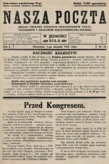 Nasza Poczta : organ Związku Niższych Pracowników Poczt, Telegrafów i Telefonów Rzeczypospolitej Polski[!]. 1928, nr 10