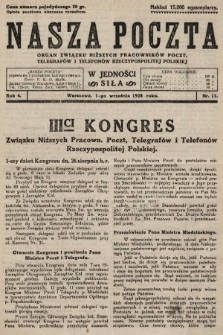 Nasza Poczta : organ Związku Niższych Pracowników Poczt, Telegrafów i Telefonów Rzeczypospolitej Polski[!]. 1928, nr 11
