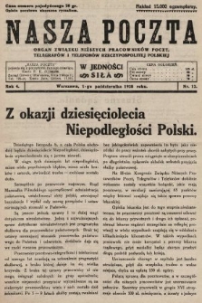 Nasza Poczta : organ Związku Niższych Pracowników Poczt, Telegrafów i Telefonów Rzeczypospolitej Polski[!]. 1928, nr 12