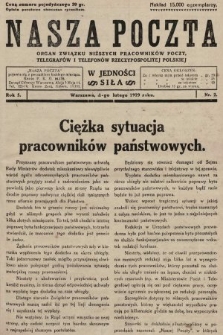 Nasza Poczta : organ Związku Niższych Pracowników Poczt, Telegrafów i Telefonów Rzeczypospolitej Polski[!]. 1929, nr 2