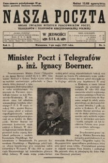 Nasza Poczta : organ Związku Niższych Pracowników Poczt, Telegrafów i Telefonów Rzeczypospolitej Polski[!]. 1929, nr 5