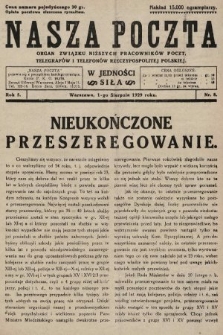 Nasza Poczta : organ Związku Niższych Pracowników Poczt, Telegrafów i Telefonów Rzeczypospolitej Polski[!]. 1929, nr 8