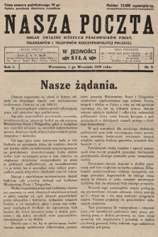 Nasza Poczta : organ Związku Niższych Pracowników Poczt, Telegrafów i Telefonów Rzeczypospolitej Polski[!]. 1929, nr 9